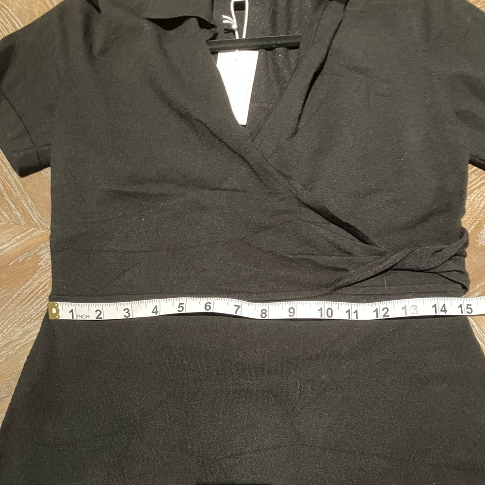 NWT Derek Lam 10 Crosby Raylen Twist Short-Sleeve Black Dress (Medium) - Picture 12 of 13